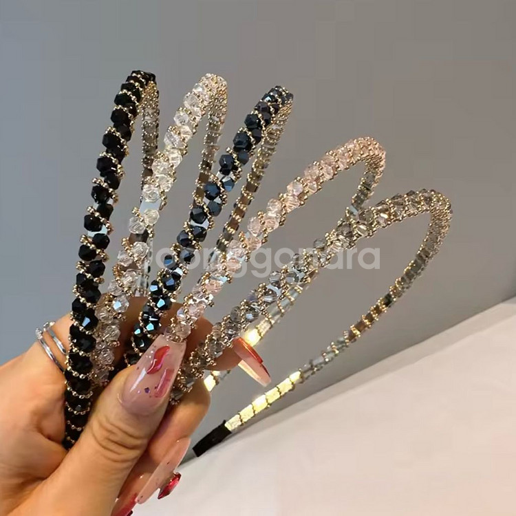 보석 큐빅 비즈 반짝이 머리띠 6color--4