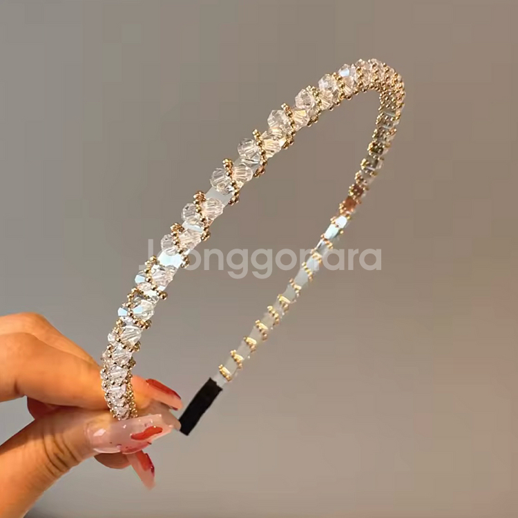 보석 큐빅 비즈 반짝이 머리띠 6color--6