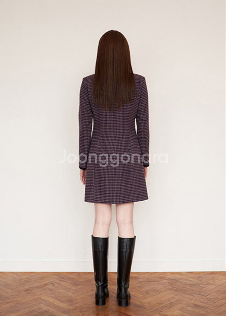 에프코코로미즈 클래식 체크 원피스 울 드레스--2