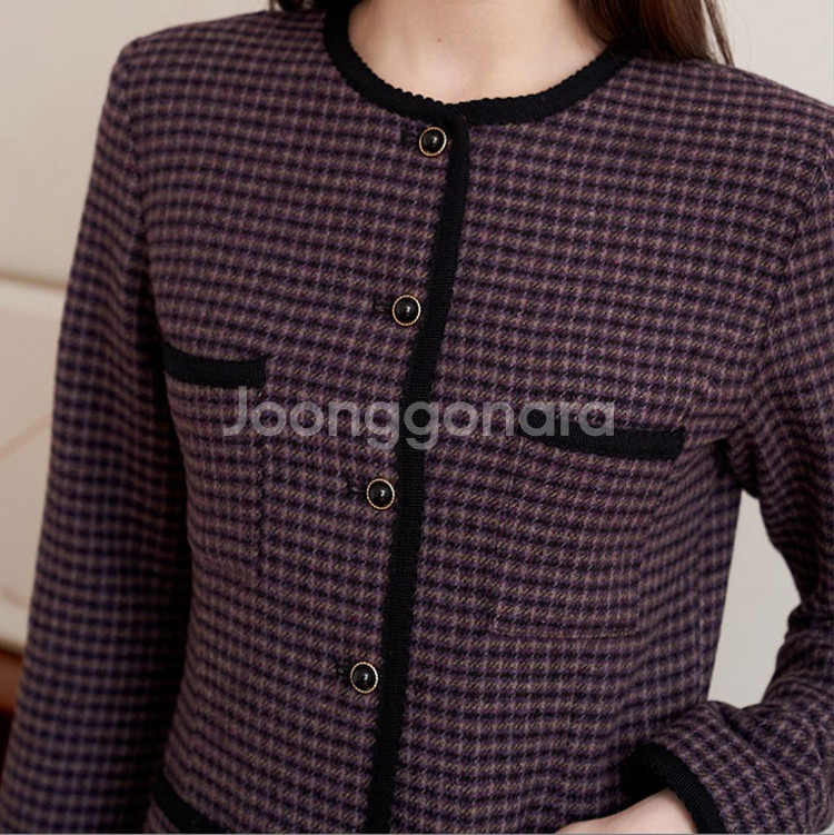 에프코코로미즈 클래식 체크 원피스 울 드레스--3