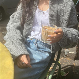 [새상품] 바이무드 러프 울 가디건 그레이