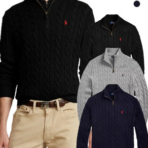 (새상품)폴로케이블 반집업 니트 전사이즈 3컬러
