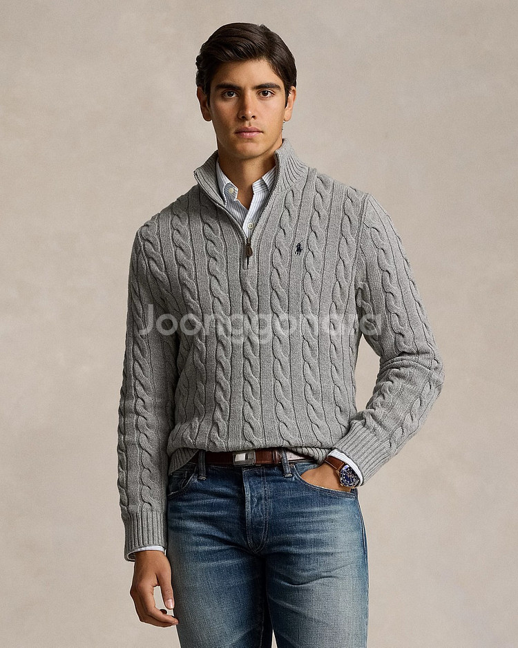 (새상품)폴로케이블 반집업 니트 전사이즈 3컬러--4