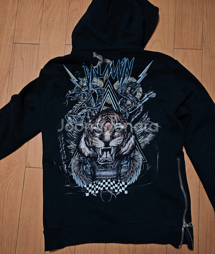 발망 블랙 프린팅 후드집업 L--1