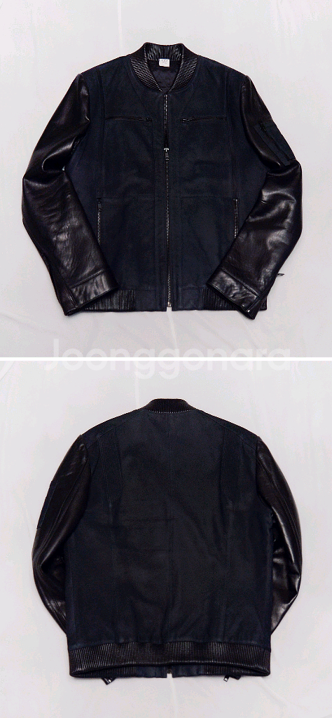 지이크 고트스킨 스웨이드 레더 믹스 천연가죽 스태디움 봄버 자켓 (100)--1