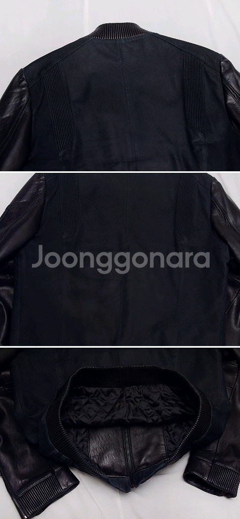지이크 고트스킨 스웨이드 레더 믹스 천연가죽 스태디움 봄버 자켓 (100)--4