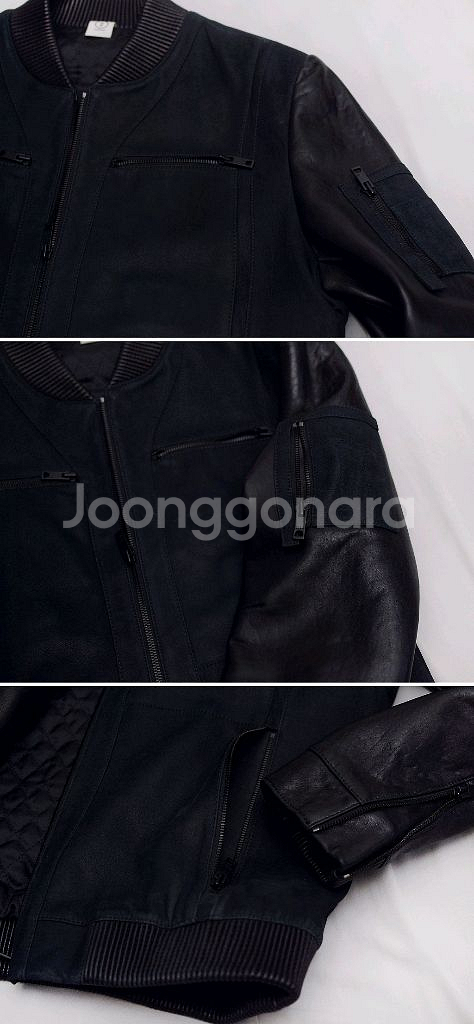 지이크 고트스킨 스웨이드 레더 믹스 천연가죽 스태디움 봄버 자켓 (100)--7