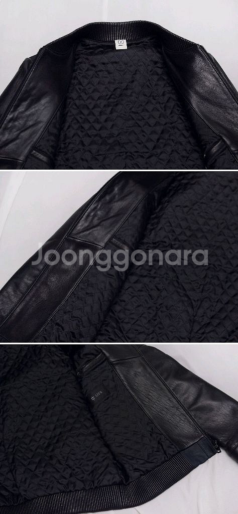 지이크 고트스킨 스웨이드 레더 믹스 천연가죽 스태디움 봄버 자켓 (100)--6