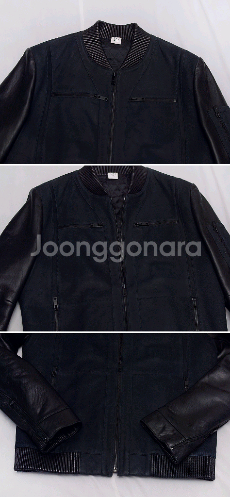 지이크 고트스킨 스웨이드 레더 믹스 천연가죽 스태디움 봄버 자켓 (100)--3