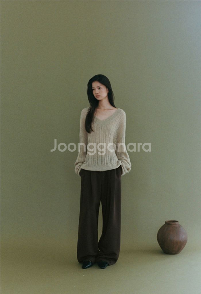 ods, MOIE V NECK KNIT (베이지) 세트--0