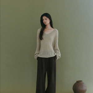 ods, MOIE V NECK KNIT (베이지) 세트
