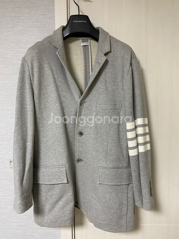 [3] 톰브라운 사선완장 코튼 블레이저 자켓 그레이--0