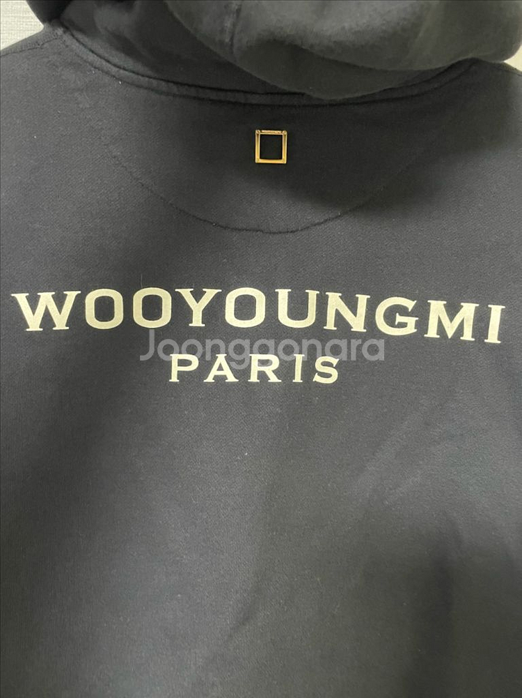 [50] 우영미 블랙 백로고 후드티--3