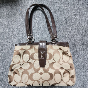 코치 시그니처 캔버스 토트백 브라운-정품