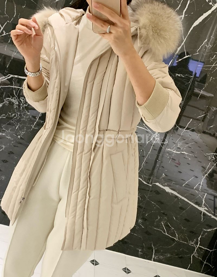 어라운드율 구스야상패딩 새상품 베이지--7