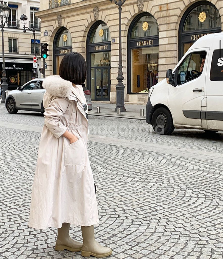 어라운드율 구스야상패딩 새상품 베이지--5