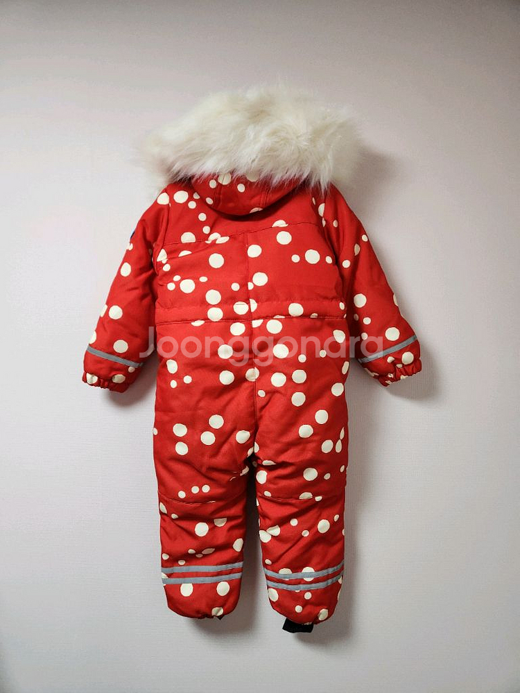 110사이즈(아동용) 베베드피노 빨강색 도트무늬 올인원 스키복--1