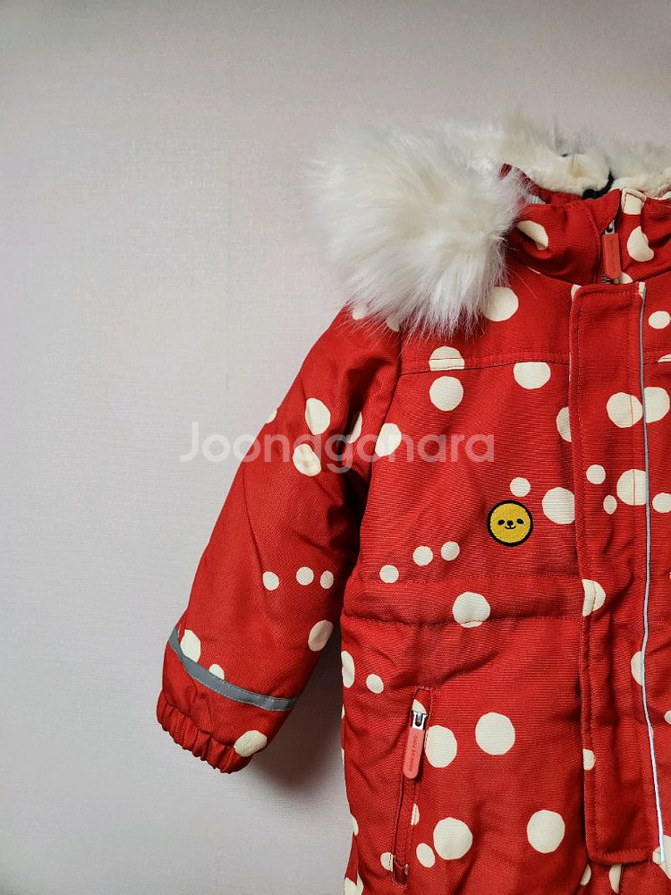 110사이즈(아동용) 베베드피노 빨강색 도트무늬 올인원 스키복--2