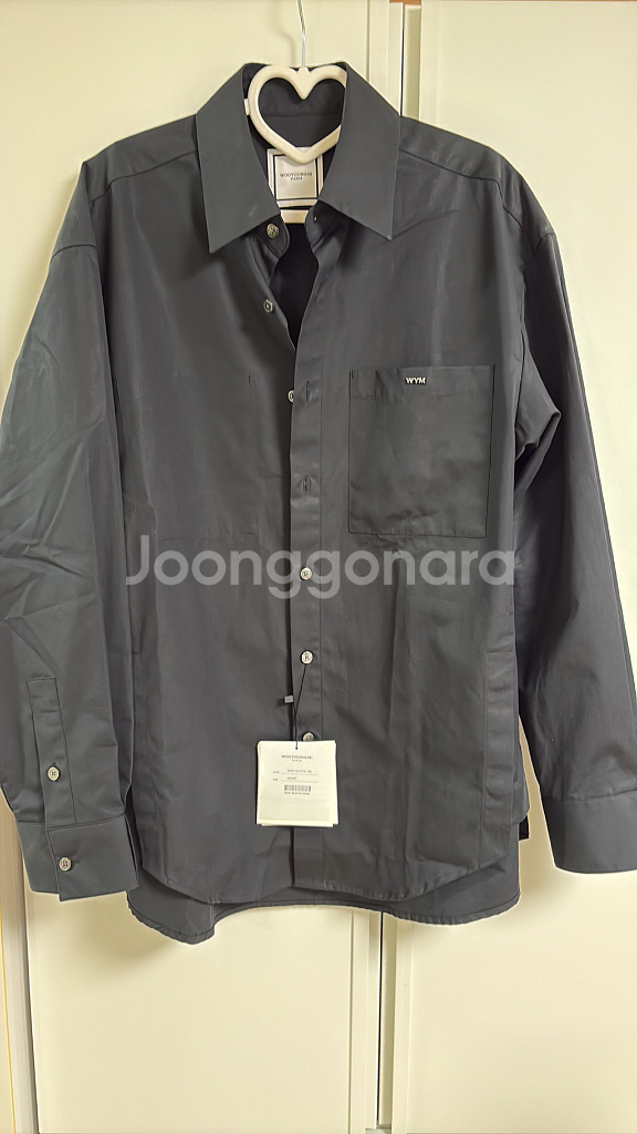 우영미 블랙 코튼 로고 셔츠(25ss, 46size)--2