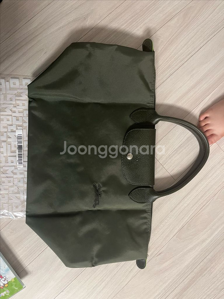 롱샴 르 플리아쥬 그린 M 미디움 핸드백 카키--2