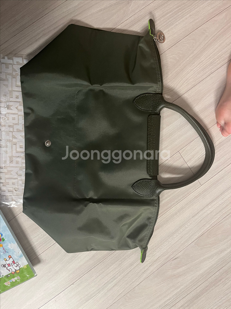 롱샴 르 플리아쥬 그린 M 미디움 핸드백 카키--3