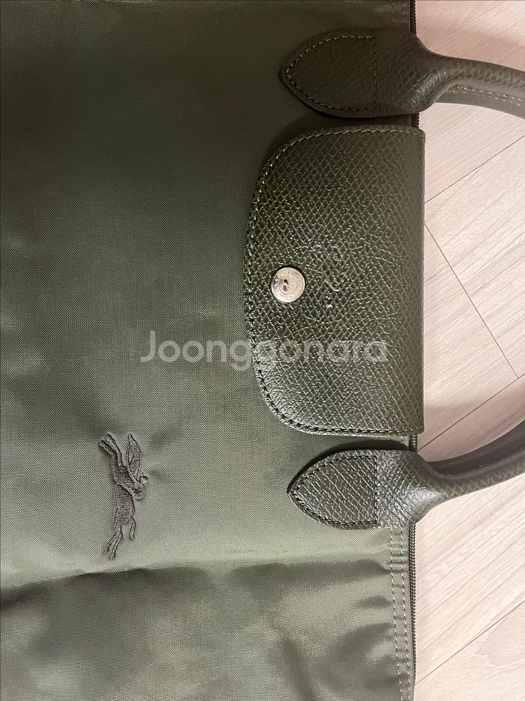 롱샴 르 플리아쥬 그린 M 미디움 핸드백 카키--6