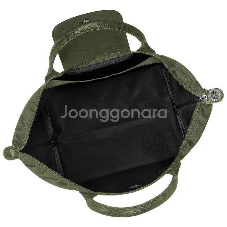 롱샴 르 플리아쥬 그린 M 미디움 핸드백 카키--7