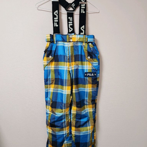 130사이즈 필라 파랑노랑 체크무늬 스키복 하의 바지