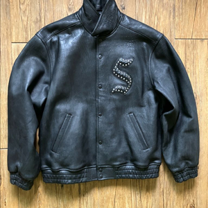 슈프림 페블드 레더 바시티 자켓