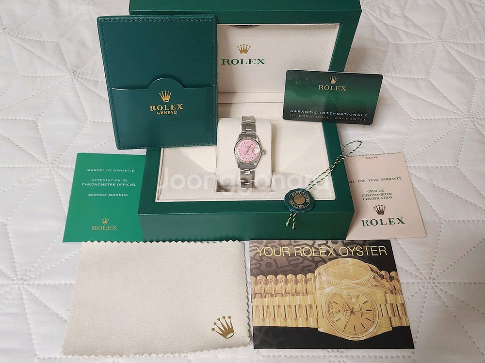 정품로렉스 6517 오이스터 파스텔핑크 10P 천연다이아셋팅 26mm 판매합니다--0