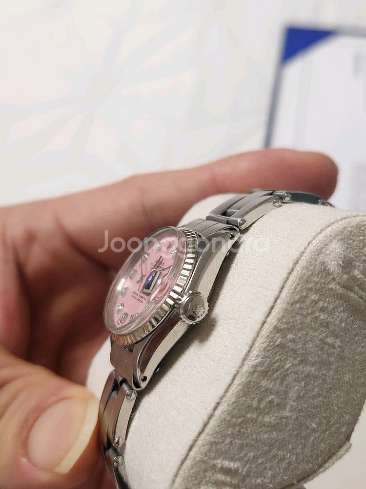 정품로렉스 6517 오이스터 파스텔핑크 10P 천연다이아셋팅 26mm 판매합니다--4