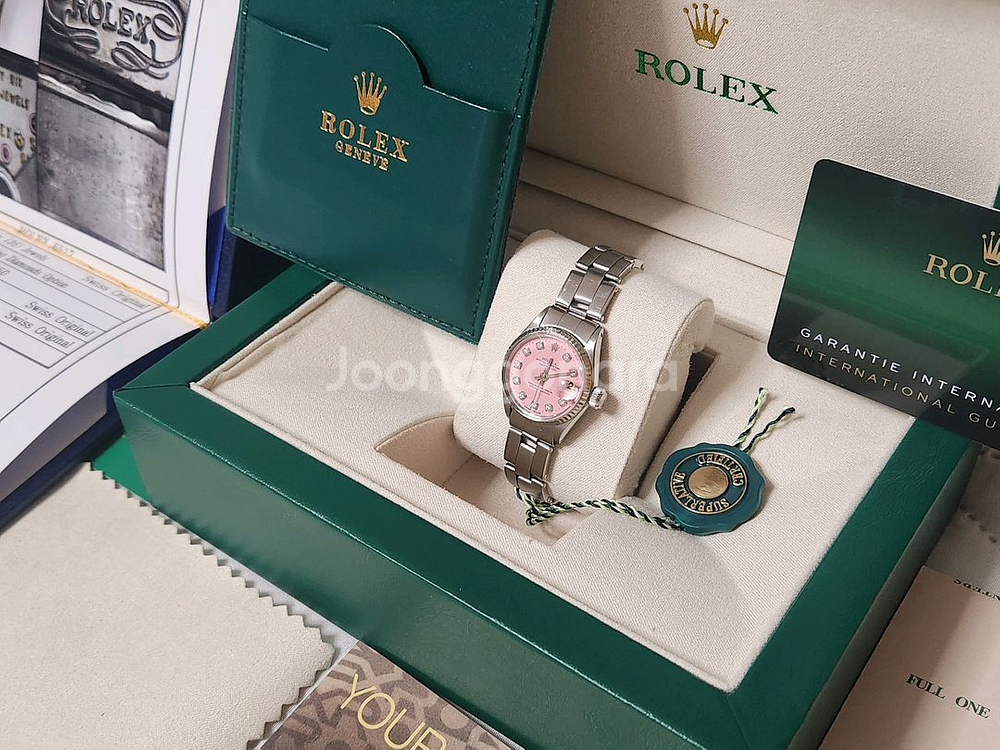정품로렉스 6517 오이스터 파스텔핑크 10P 천연다이아셋팅 26mm 판매합니다--7
