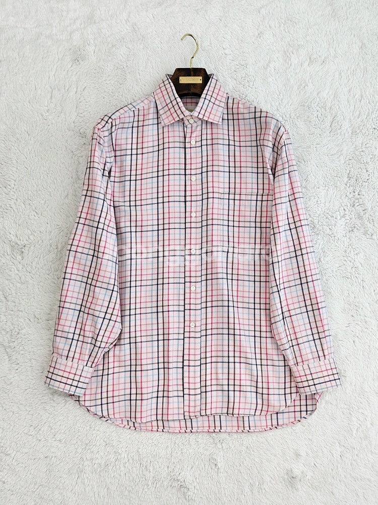 브리오니 체크 코튼 셔츠--1