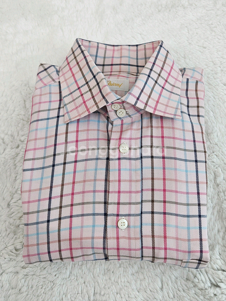 브리오니 체크 코튼 셔츠--2