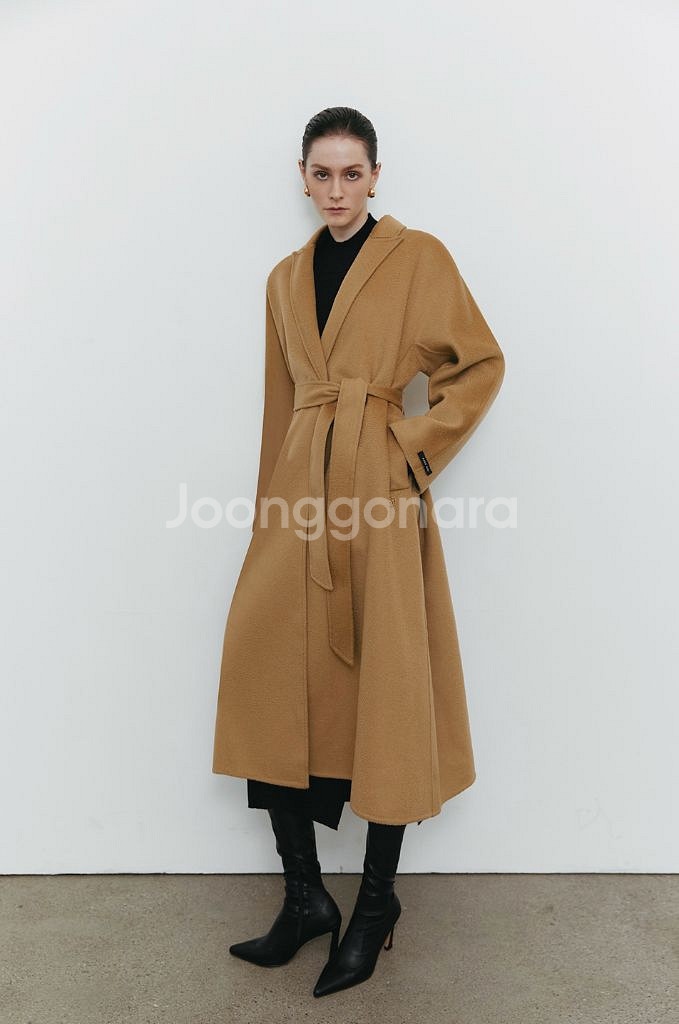 문트 블랙 핸드메이드 지블링 캐시미어 코트--0