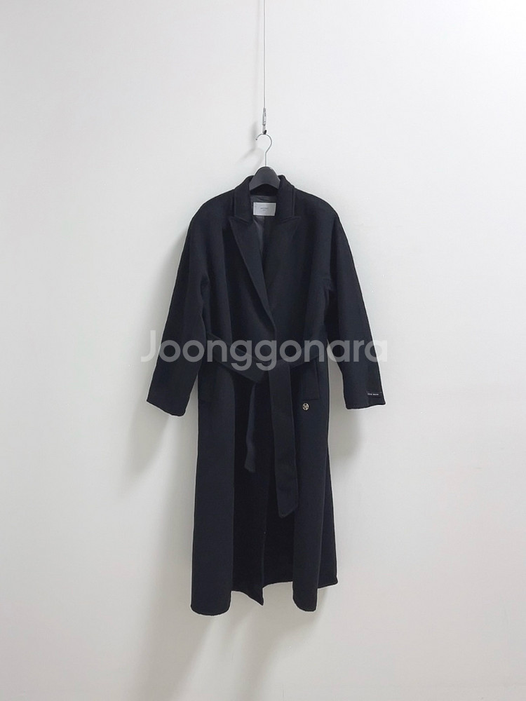 문트 블랙 핸드메이드 지블링 캐시미어 코트--2