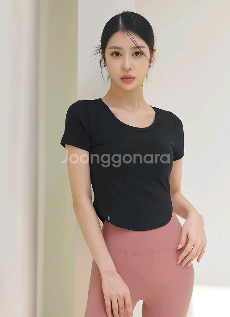 젝시믹스 상의 라운드크롭 블랙 S,M,L,XL--1