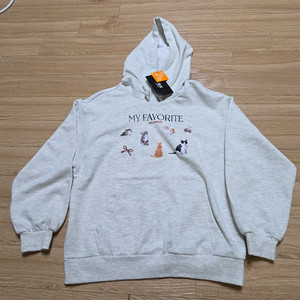 소이브랜드 고양이 프린트 후드티 새상품