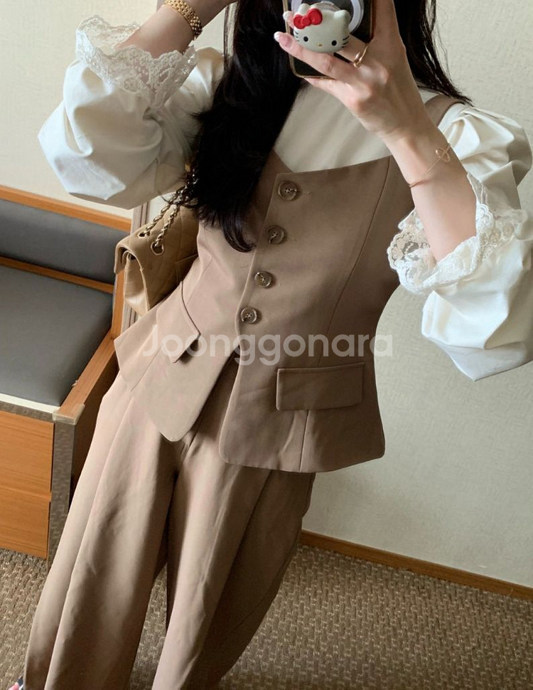 바이씨니 제작 결혼식 셋업 브라운 라지 판매합니다--0