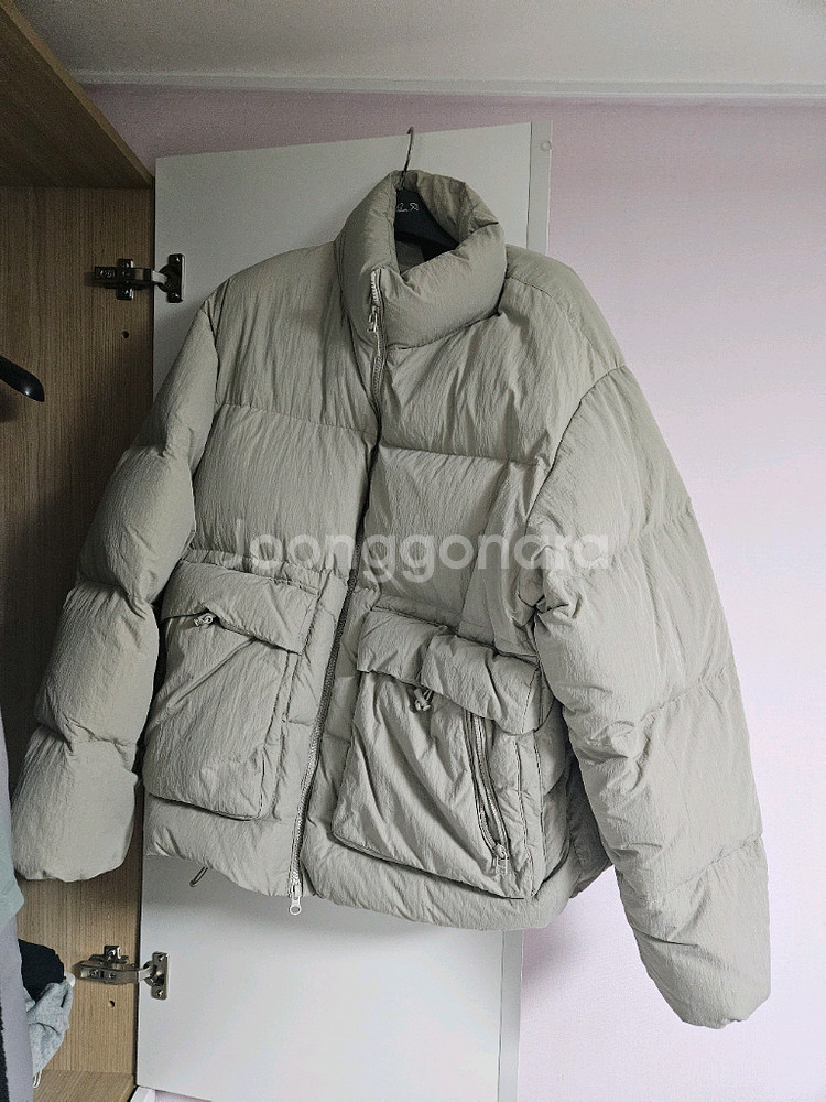 무신사 스탠다드 시티레져 다운 숏패딩 XL 그레이쉬 베--1