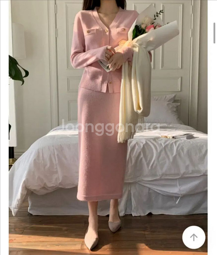 핑크 가디건 스커트 세트 셋업--1