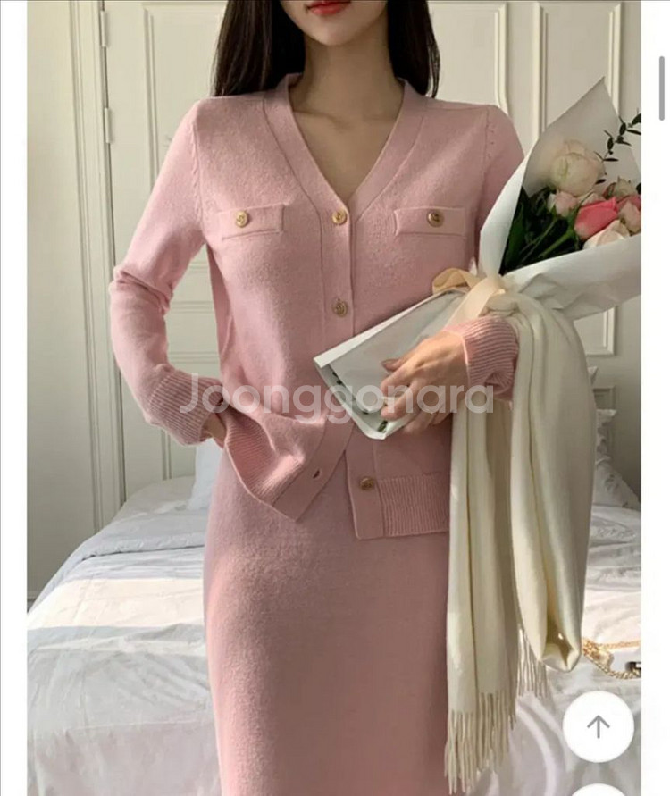 핑크 가디건 스커트 세트 셋업--0