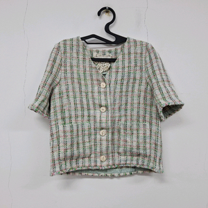 써스데이아일랜드 22 브이넥 트위드 자켓 여성 85 S 상태좋음