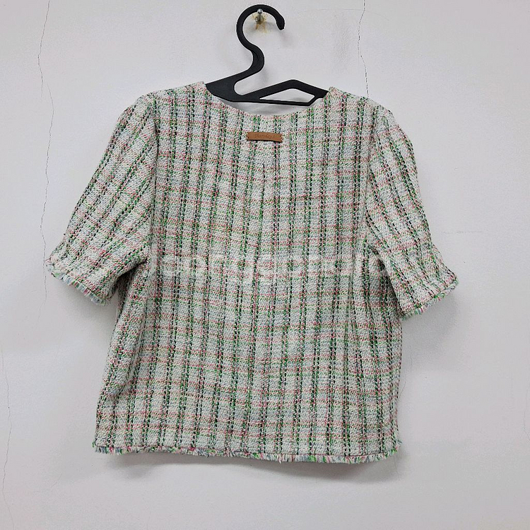 써스데이아일랜드 22 브이넥 트위드 자켓 여성 85 S 상태좋음--1