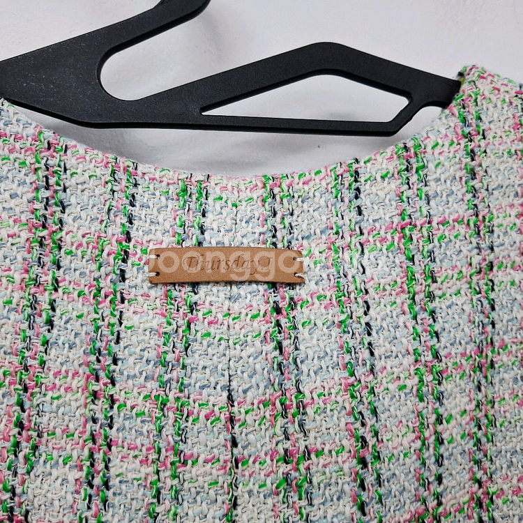 써스데이아일랜드 22 브이넥 트위드 자켓 여성 85 S 상태좋음--4