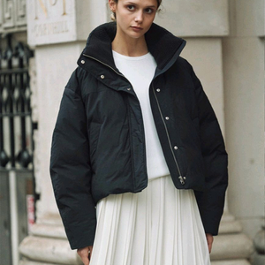 프론트로우 니트 구스 숏패딩 블랙 s