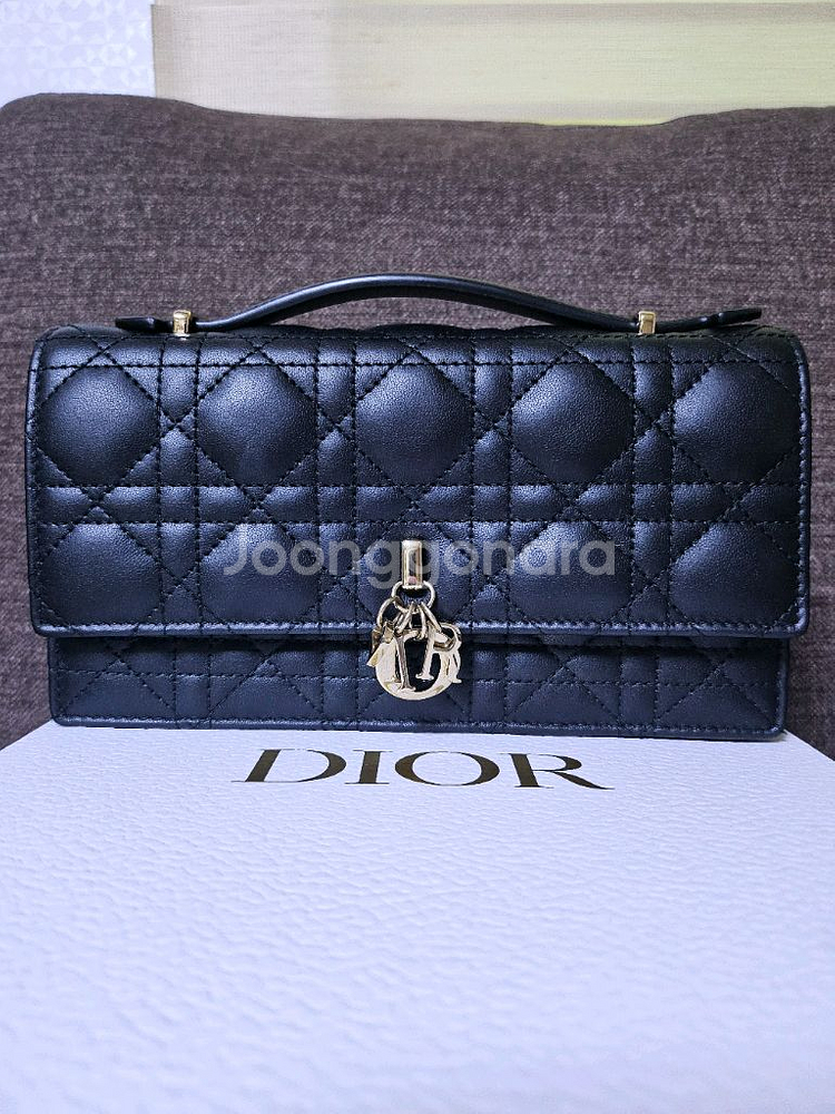 디올 미니탑핸들 까니쥬 블랙--2