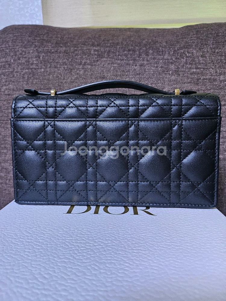 디올 미니탑핸들 까니쥬 블랙--3