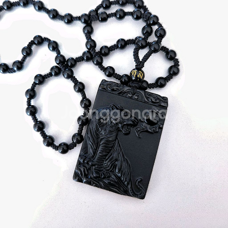 새상품]S급 헤마타이트 천연석 호랑이 태양 남자 목걸이--0