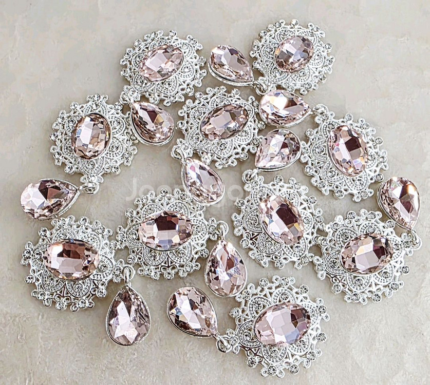 금속 실버핑크 큐빅달랑이 10개 일괄--0